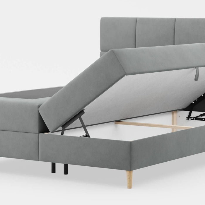 by fonQ Novae Boxspring  met Opbergruimte 180 x 200 cm - Grijs / Zwart