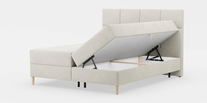 by fonQ Novae Boxspring met Opbergruimte 180 x 200 cm - Crème / Zwart