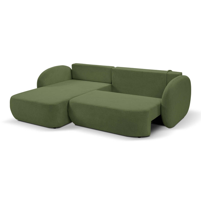 by fonQ Orin Hoekbank Links met Slaapfunctie - Chenille - Groen