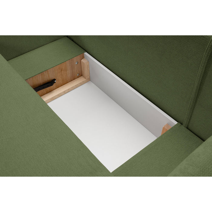 by fonQ Orin Hoekbank Links met Slaapfunctie - Chenille - Groen