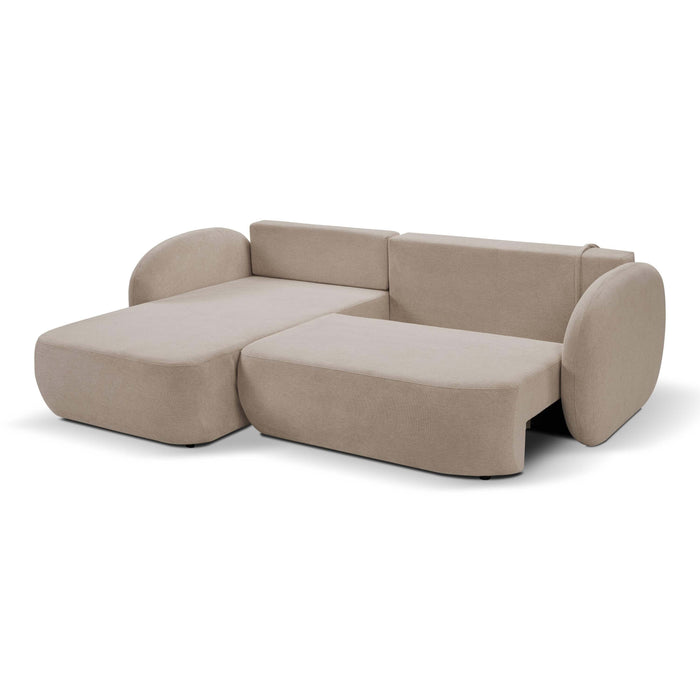 by fonQ Orin Hoekbank Links met Slaapfunctie - Chenille - Bruin