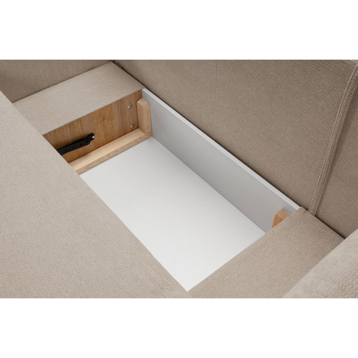 by fonQ Orin Hoekbank Links met Slaapfunctie - Chenille - Bruin