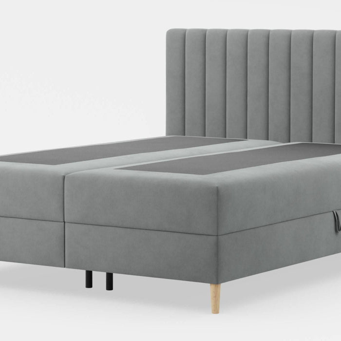 by fonQ Novae Boxspring  met Opbergruimte - 160 x 200 cm - Grijs / Naturel