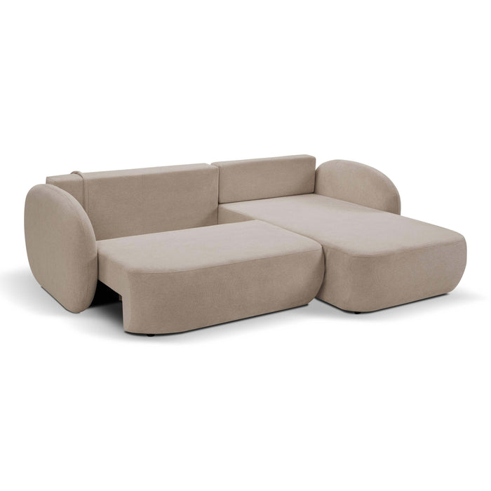 by fonQ Orin Hoekbank Rechts met Slaapfunctie - Chenille - Bruin