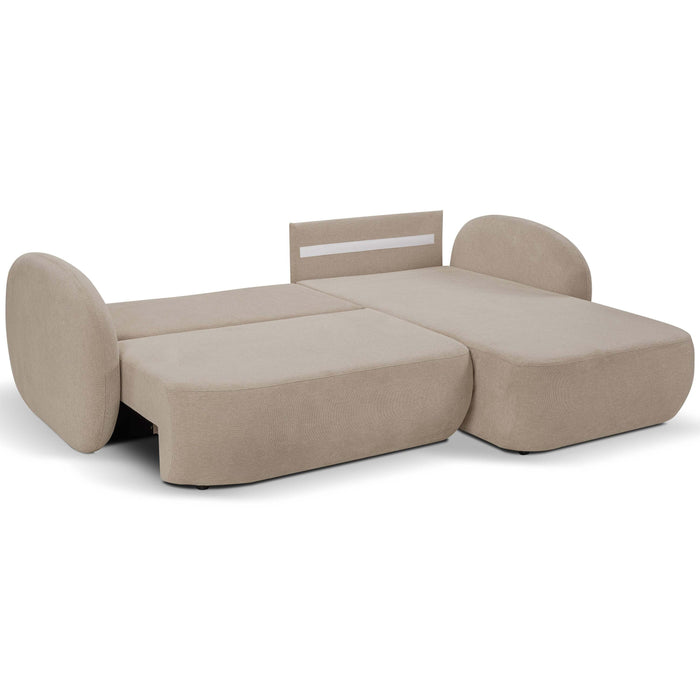 by fonQ Orin Hoekbank Rechts met Slaapfunctie - Chenille - Bruin