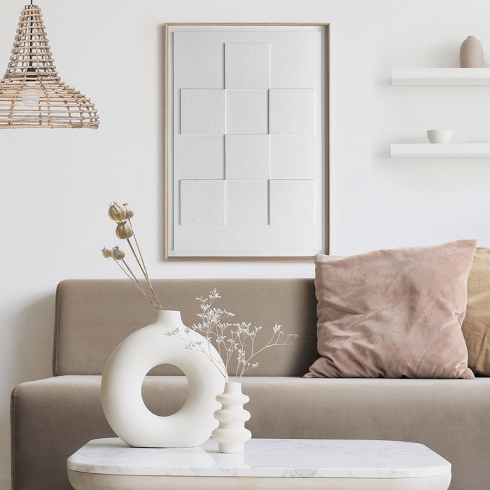 Reinders - Square Relief Art Schilderij - 70 x 50 cm - Wit