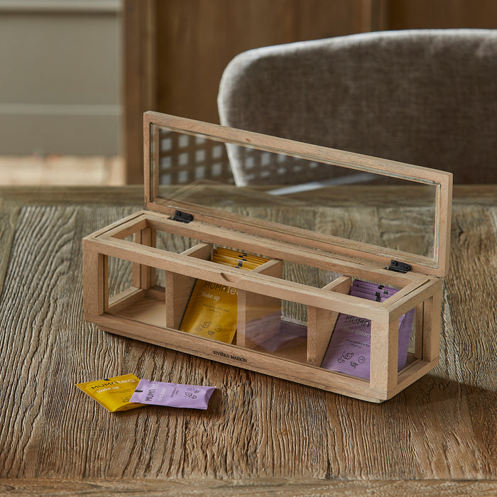 Riviera Maison Theedoos 4 Vaks Naturel - Mystic Harbor - Hout