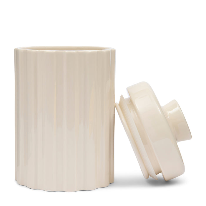 Riviera Maison Voorraadpotten met Deksel Wit - Clay Ribbed - Porselein