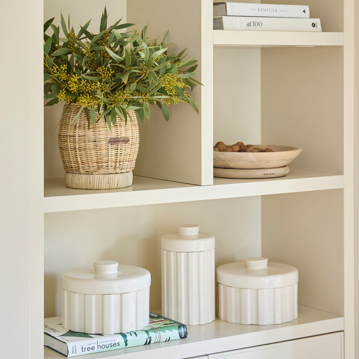 Riviera Maison Voorraadpotten met Deksel Wit - Clay Ribbed - Porselein