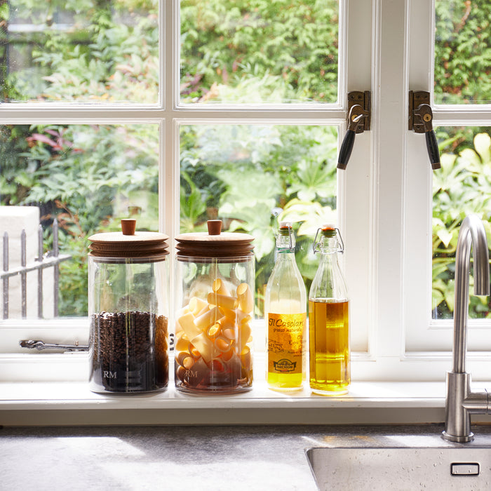 Riviera Maison Voorraadpot Transparant - RM Harmonica - Glas, Hout