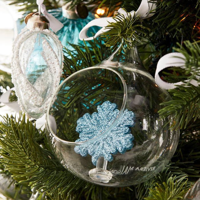 Riviera Maison Kerstbal Blauw - Snowflake Wishes - Glas (Ø)10