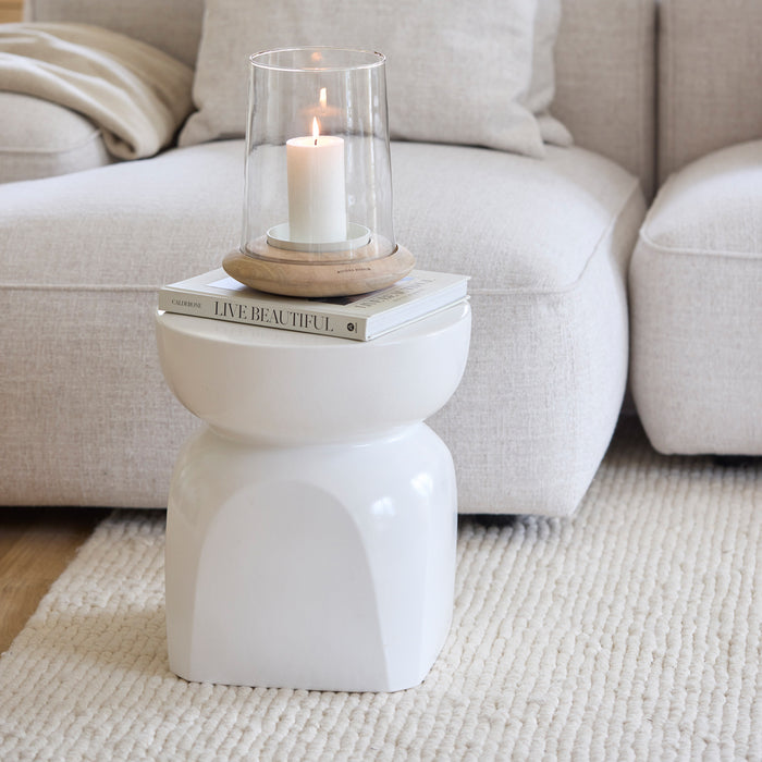 Riviera Maison Windlicht Wit - Trento - Hout, Aluminium, Glas