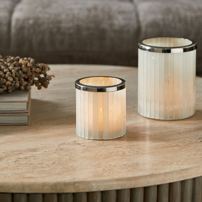 Riviera Maison Theelichthouder Wit - Varese - Metaal (ØxH) 8.5x9