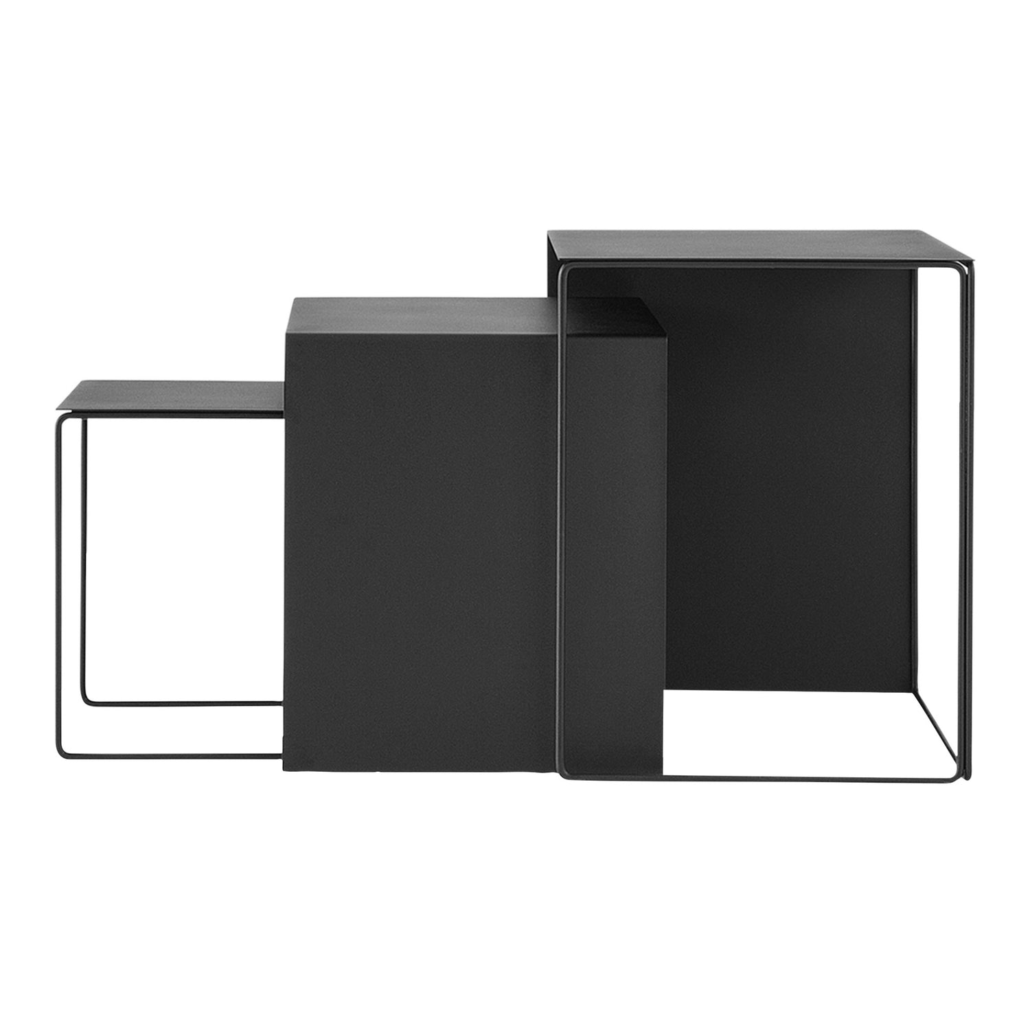 Ferm Living Cluster Bijzettafel - Zwart - Set van 3