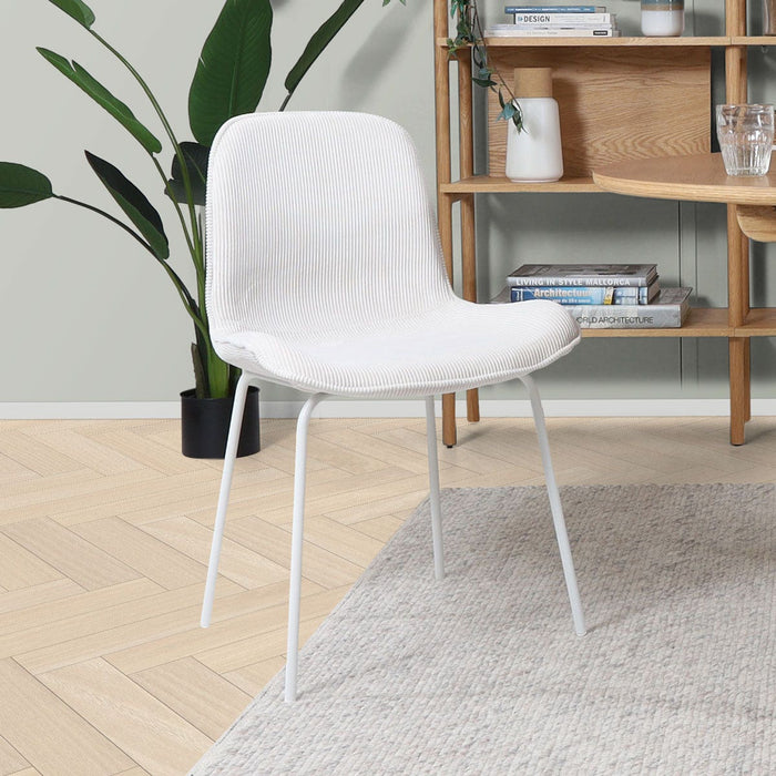 Nolon Nora-Fé Eetkamerstoelen Set van 2 - Rib Crème - Witte Poten