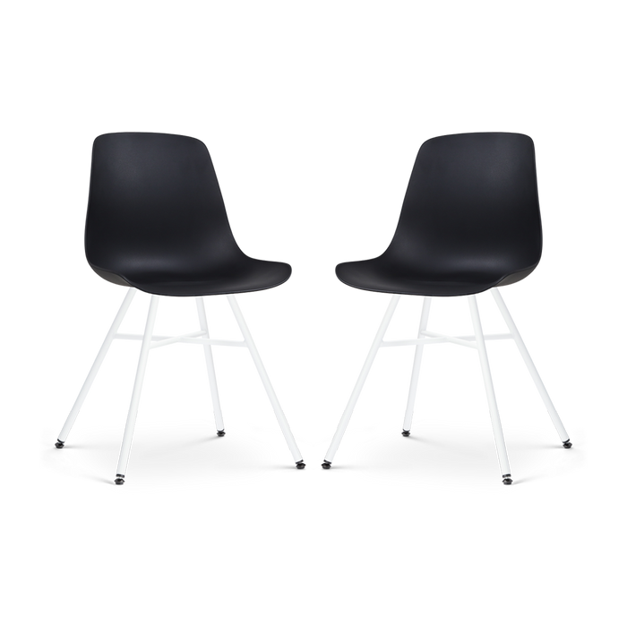 Nolon Noa-Pip Eetkamerstoelen Set van 2 - Zwart - Witte Poten