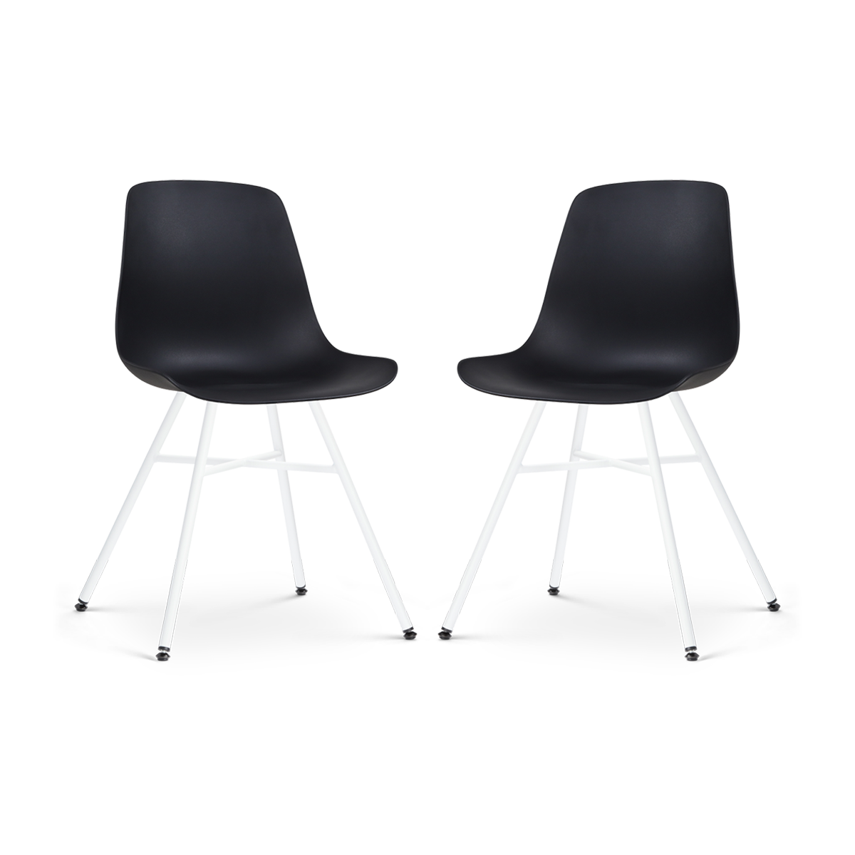 Nolon Noa-Pip Eetkamerstoelen Set van 2 - Zwart - Witte Poten