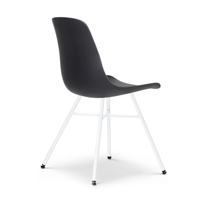 Nolon Noa-Pip Eetkamerstoelen Set van 2 - Zwart - Witte Poten