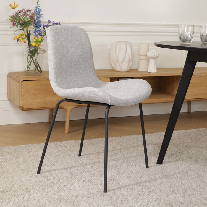 Nolon Nora-Fé Eetkamerstoelen Set van 2 - Lichtgrijs - Zwarte Poten