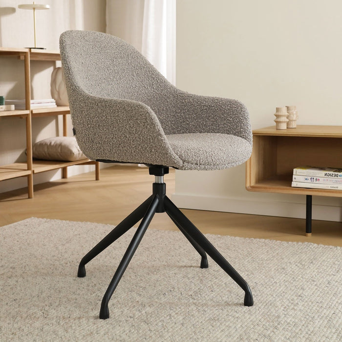 Nolon Nola-Mae Draaibare Eetkamerstoelen Bouclé Taupe - Zwart - 2x