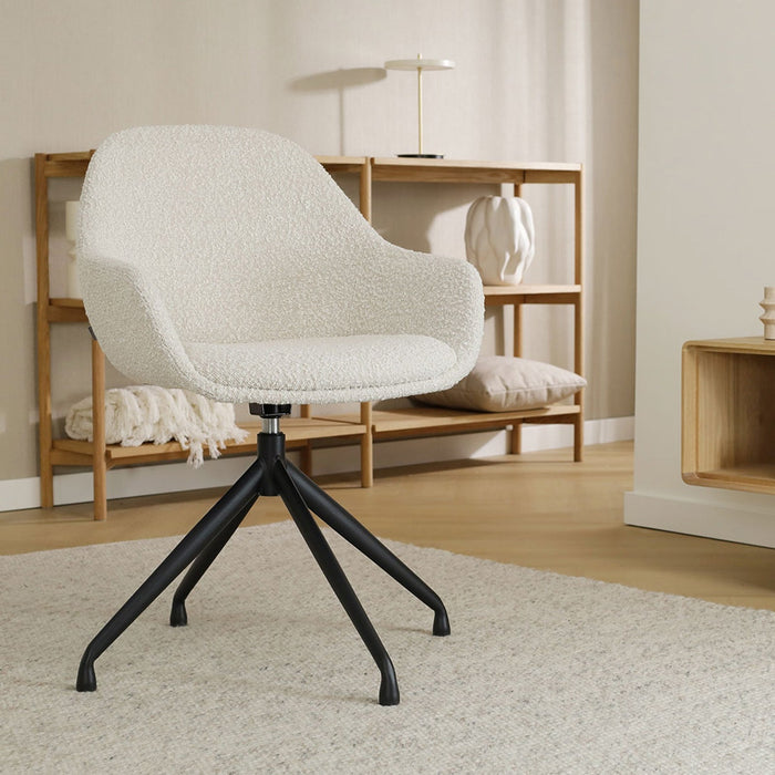 Nolon Nola-Mae Draaibare Eetkamerstoelen Bouclé Beige - Zwart - 2x