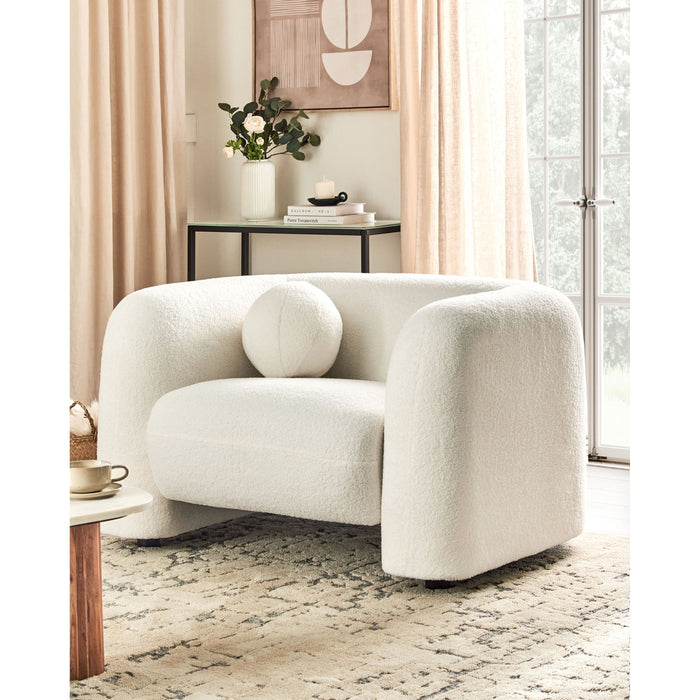 Beliani - LEIREN - Fauteuil - Wit - Bouclé