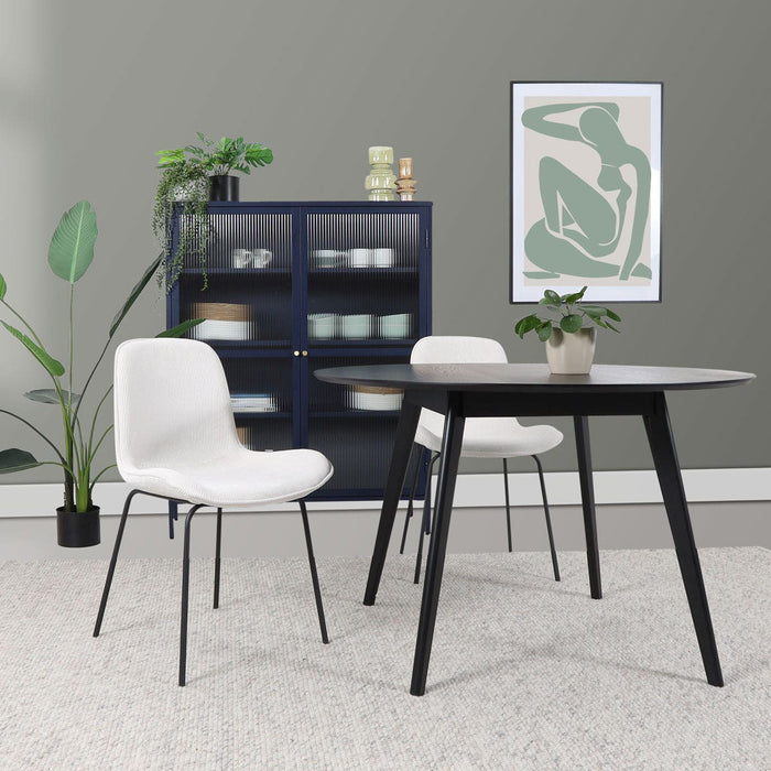 Nolon Nora-Fé Eetkamerstoelen Set van 2 - Rib Crème - Zwarte Poten