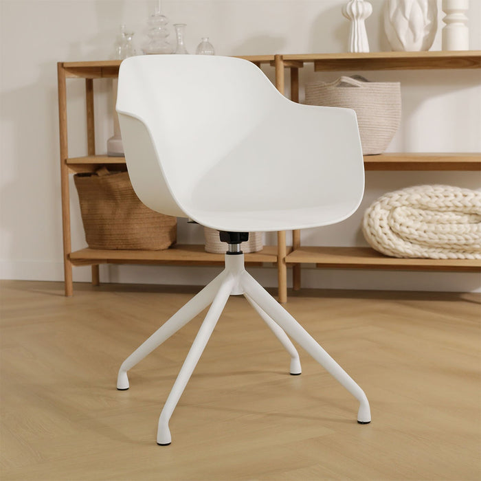 Nolon Nola-Puk Draaibare Eetkamerstoelen Wit - Wit Onderstel - 2x