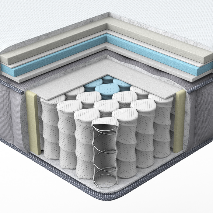 Beliani-PLEASANT-Pocketveringmatras medium-Wit-90x200 cm-Traagschuim