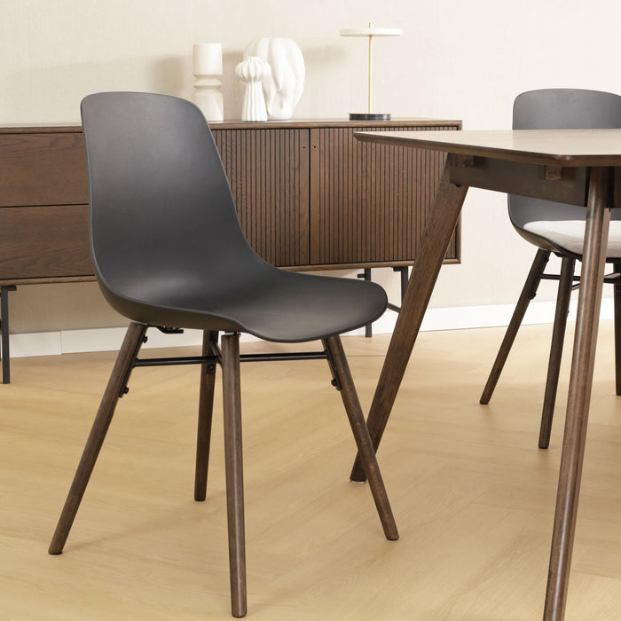 Nolon Nena-Pip Eetkamerstoelen Set van 2 - Zwart - Walnoot Poten