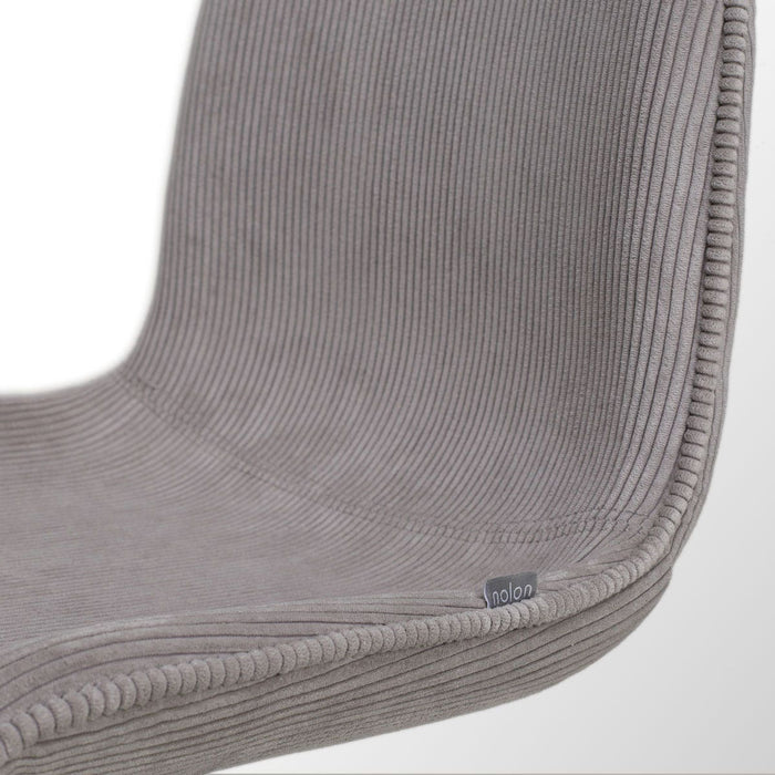 Nolon Nora-Fé Eetkamerstoelen Set van 2 - Rib Warm Grijs - Witte Poten