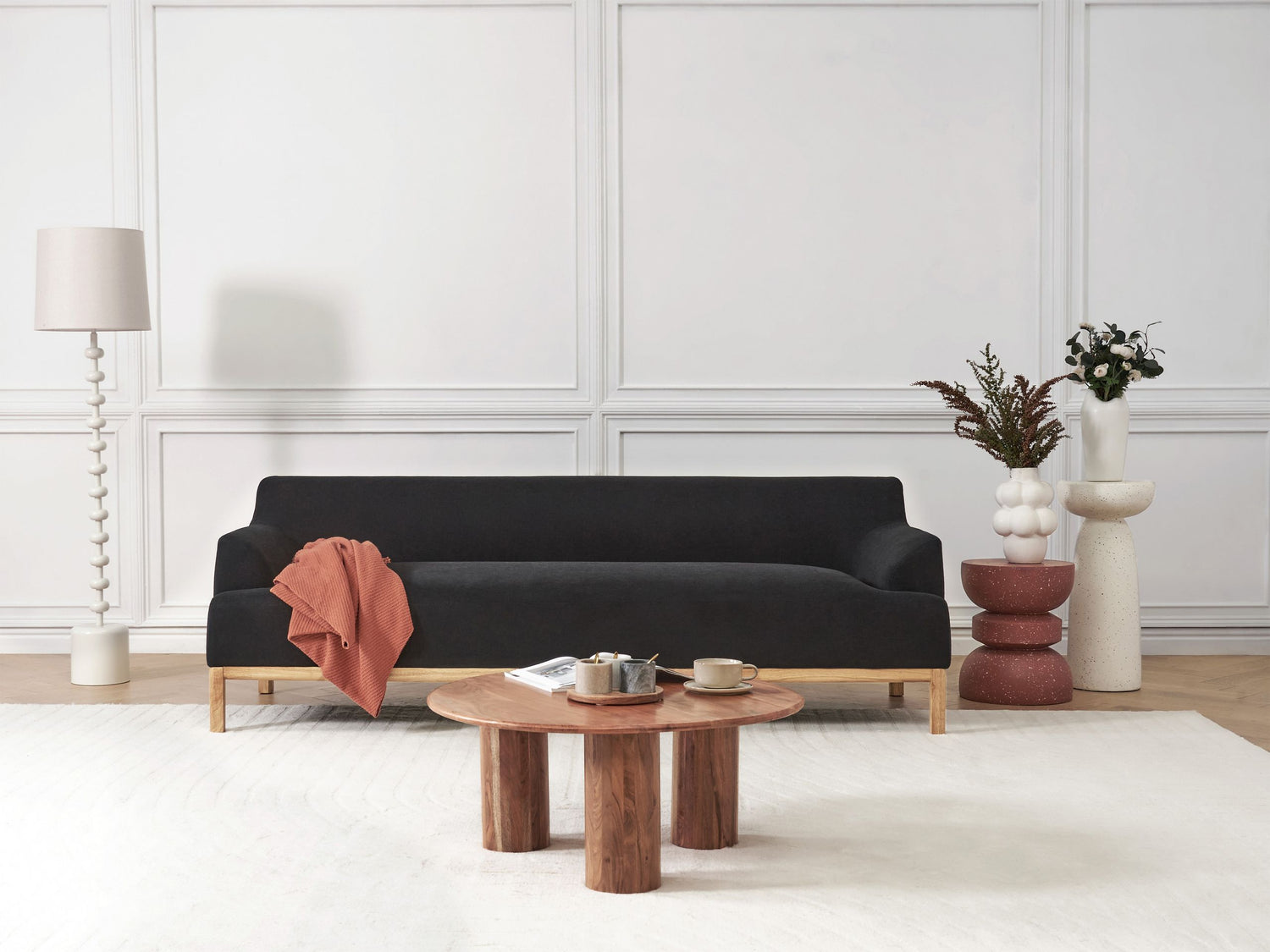 Beliani - SOSJO - Driezitsbank - Zwart - Polyester