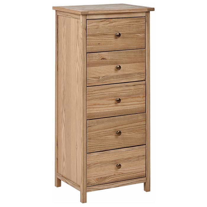 Beliani-SALTON-Hoge kast met 5 lades-Lichte houtkleur-Sassafras