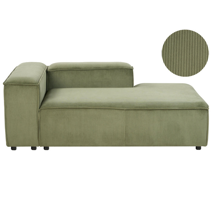 Beliani - ARDAL - Chaise longue - Groen - Linkszijdig - Corduroy