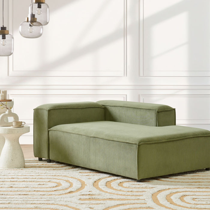 Beliani - ARDAL - Chaise longue - Groen - Linkszijdig - Corduroy