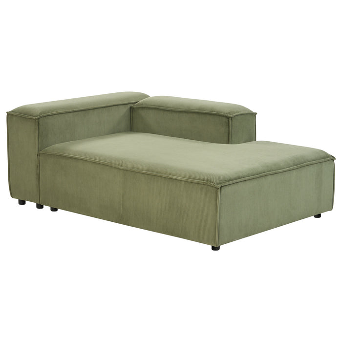 Beliani - ARDAL - Chaise longue - Groen - Linkszijdig - Corduroy