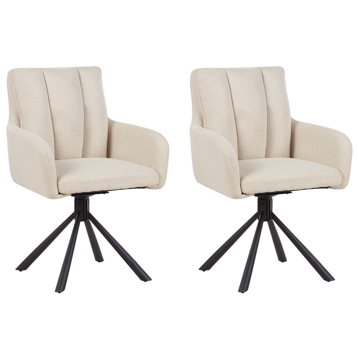 Beliani - SARDOAL - Set van 2 eetkamerstoelen - Beige - Polyester