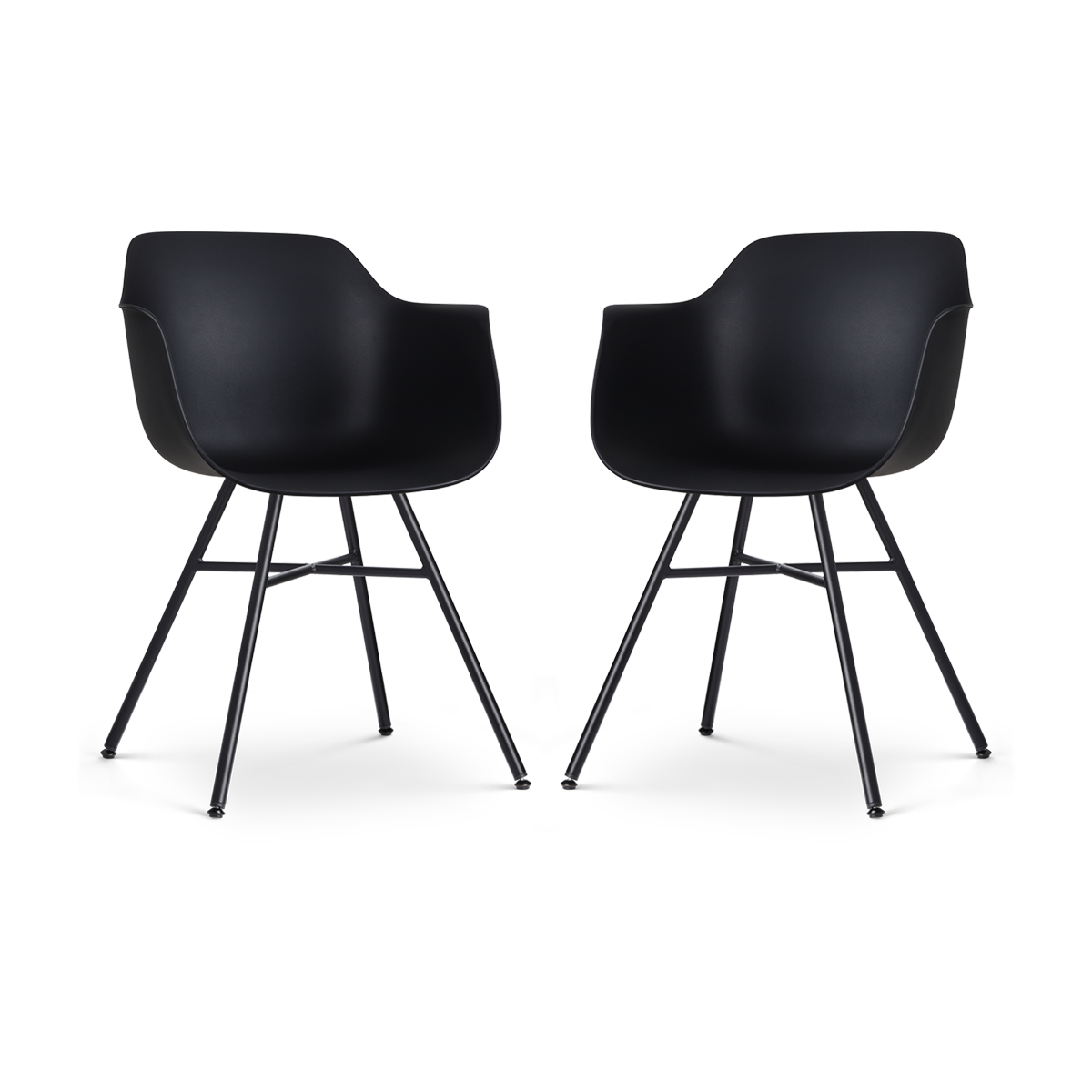 Nolon Noa-Puk Eetkamerstoelen Set van 2 - Zwart - Zwart Onderstel