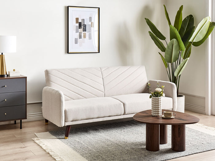 Beliani - SENJA - Slaapbank 3-zits - Lichtbeige - Kunstlinnen