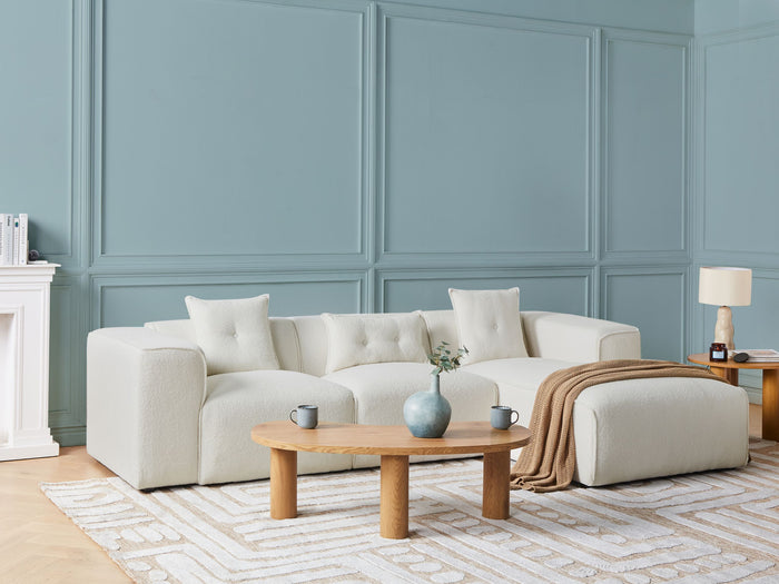 Beliani-DOLVA-Hoekbank-Gebroken wit-Linkerzijde-294 cm-Bouclé