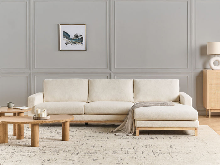 Beliani - SIGGARD - Hoekbank - Wit - Rechtszijdig - Bouclé