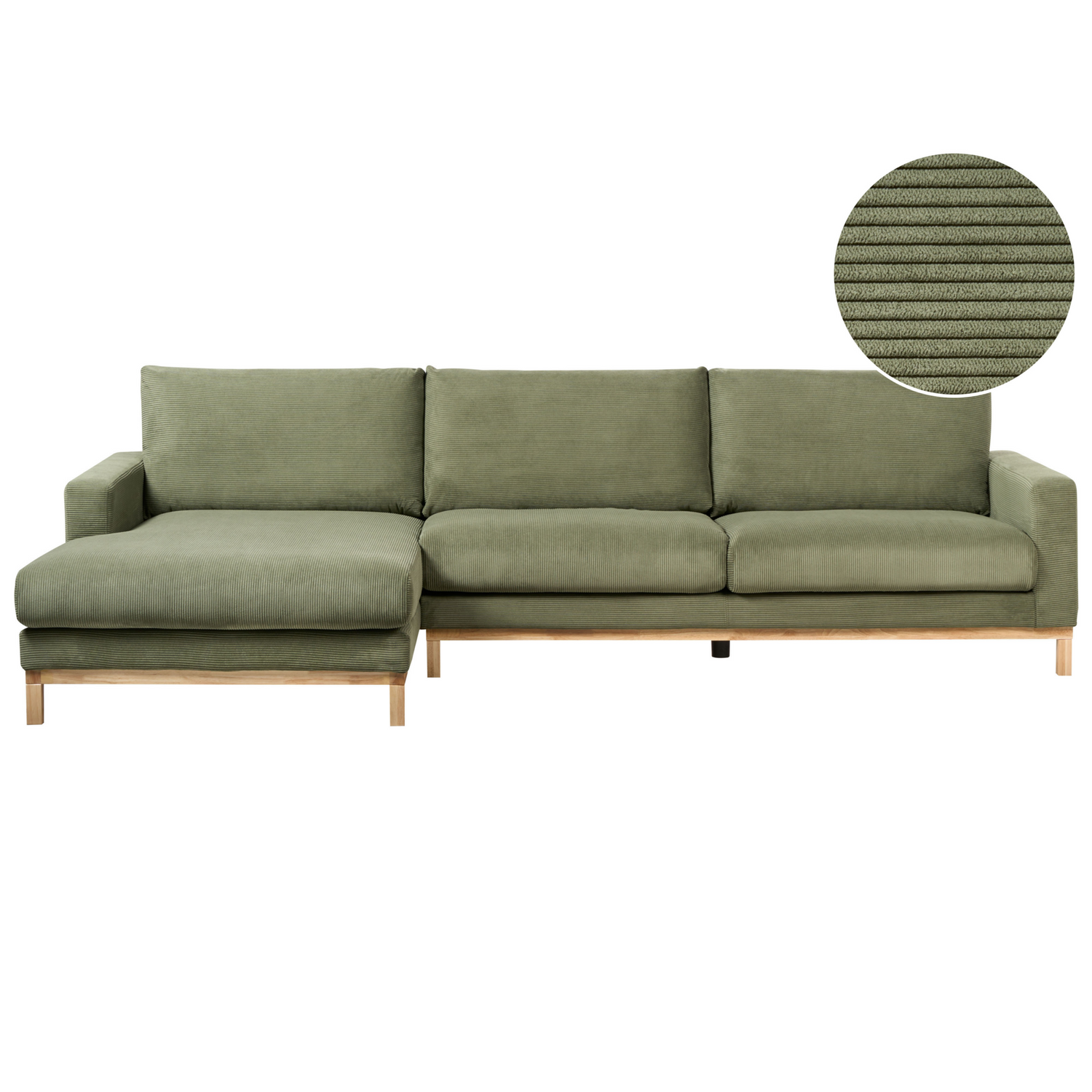 Beliani - SIGGARD - Hoekbank - Groen - Rechtszijdig - Corduroy