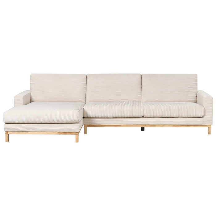 Beliani - SIGGARD II - Hoekbank - Lichtbeige - Rechtszijdig - Corduroy