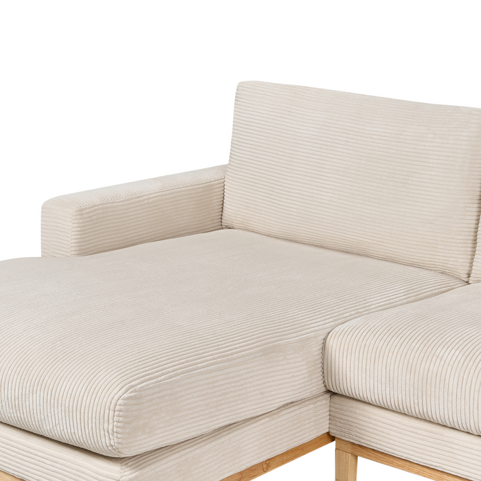 Beliani - SIGGARD II - Hoekbank - Lichtbeige - Rechtszijdig - Corduroy