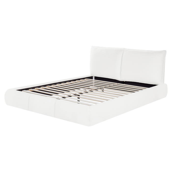 Beliani - VINAY - Tweepersoonsbed - Wit - 160 x 200 cm - Bouclé