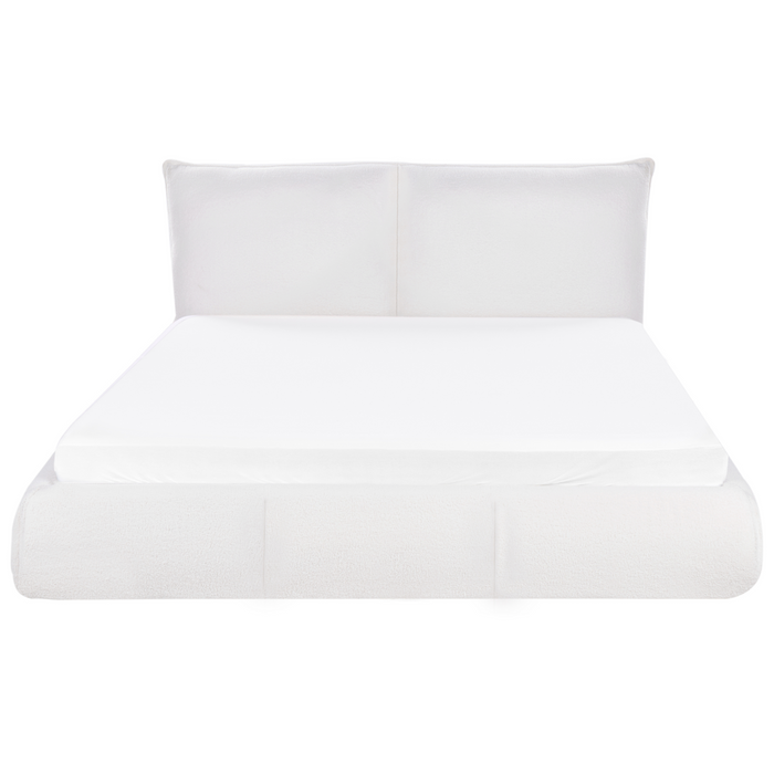 Beliani - VINAY - Tweepersoonsbed - Wit - 160 x 200 cm - Bouclé