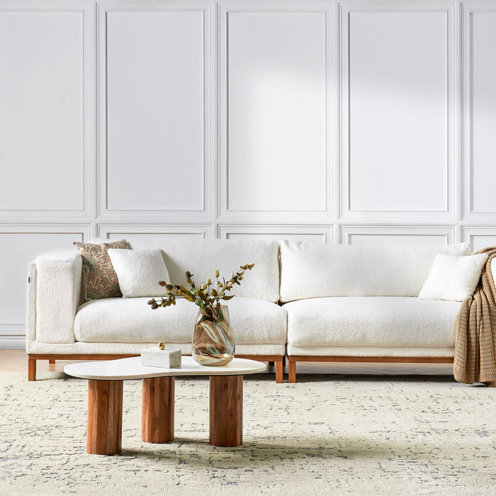 Beliani - VENG - Vierzitsbank - Gebroken wit - Bouclé