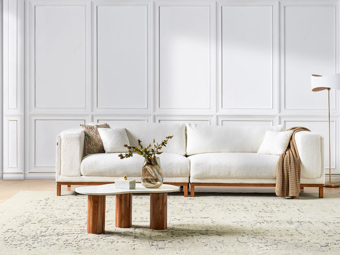 Beliani - VENG - Vierzitsbank - Gebroken wit - Bouclé