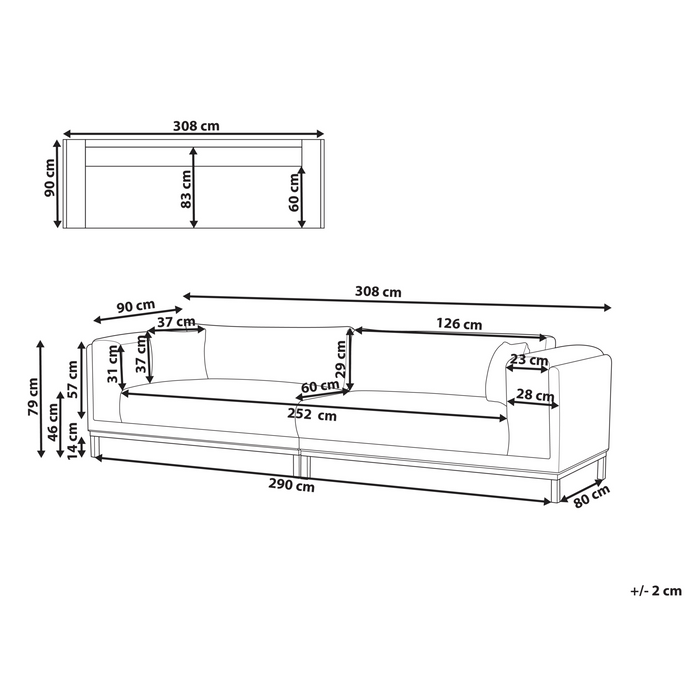 Beliani - VENG - Vierzitsbank - Gebroken wit - Bouclé
