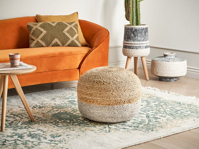 Beliani - DUKI - Poef - Natuurlijk|Taupe - 50 cm - Jute